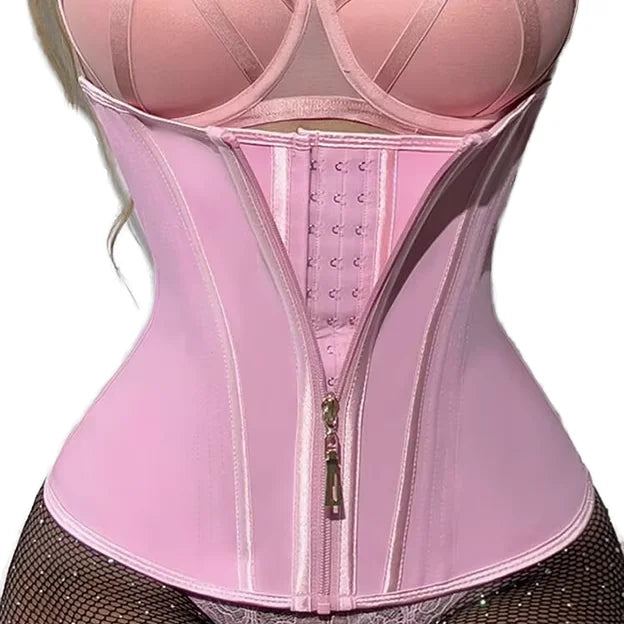 Hourglass Waist Trainer Belt With Zipper Girdle High Compression Body Shaper Fajas for Women Underbust Corset Latex