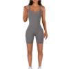 KE0102SX Hot Sale Sexy Sport Solid Color Ribbed I-back Bodycon Summer Women Short Jumpsuit Sehe Fashion