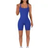 KE0102SX Hot Sale Sexy Sport Solid Color Ribbed I-back Bodycon Summer Women Short Jumpsuit Sehe Fashion