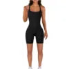 KE0102SX Hot Sale Sexy Sport Solid Color Ribbed I-back Bodycon Summer Women Short Jumpsuit Sehe Fashion