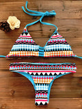 2026 Women Bandeau Bikini Reversible Print Swimsuit Strappy Swimwear Biquini Trikini 1112