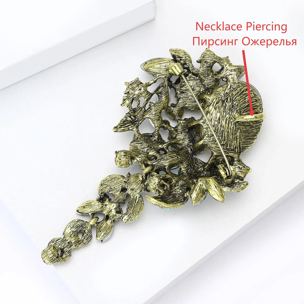 Luxury Rhinestone Bouquet Brooches for Women Unisex Plant Pins Necklace Banquet Party Backpack Gifts Jewelry Accessories