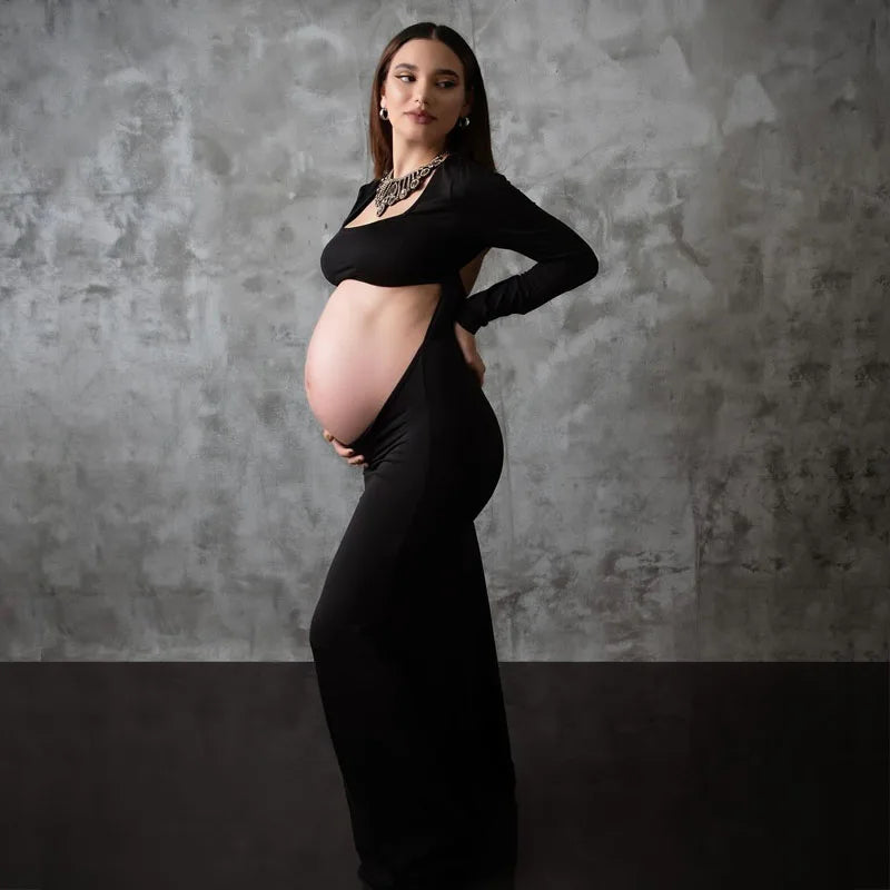 Maternity Sexy Bodycon Dresses Pregnant Photo Dress Square Neck Long Sleeve Wedding Party Pregnant Clothes