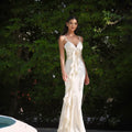 Elegant Flower Ruffle Strapless Sleeveless Maxi Dress for Women Slim Backlesss V Neck Dresses Lady Party Club Outwear Robe Vesti