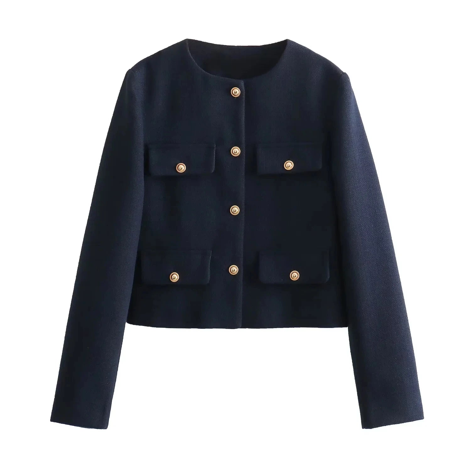 HXAO Woman Outerwears Autumn Long Sleeve Cropped Jacket For Women Winter Button Demi-Season Short Coats Elegant Women's Coat
