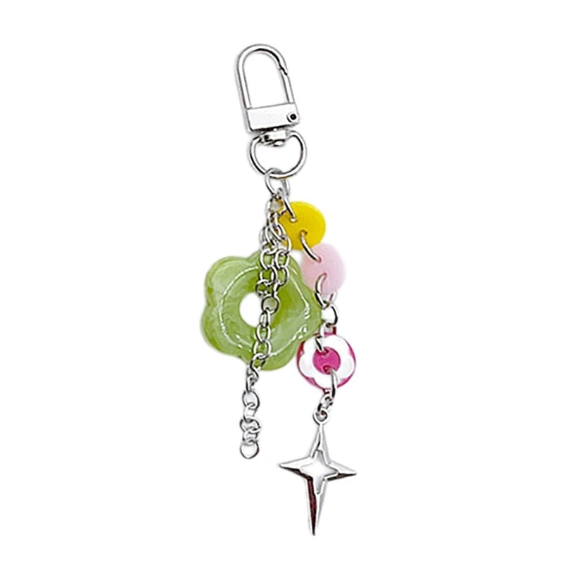 Phone Charm Strap Y2K Keychain Kawaii-Cute Pendant Jewelry Keyring Lanyard String Black Cross-Bow Beaded Chain for Women Girl