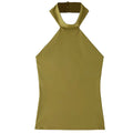HXAO Halter Top Women Summer 2025 Tanks & Camis Green Blue Tight Tops Sexy Off Shoulder Sleeveless Backless Tops Elegant Vests