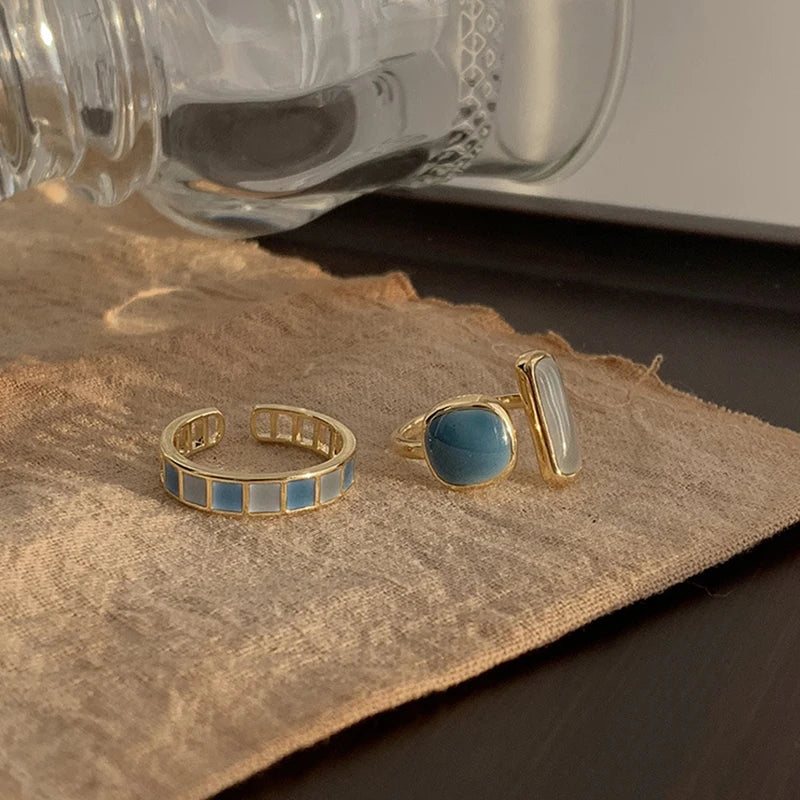 Colorful Drip Glaze Open Ring For Women 2022 New Fashion Retro Geometric Gold Color Metal Rings Exquisite Jewelry Gifts For Girl