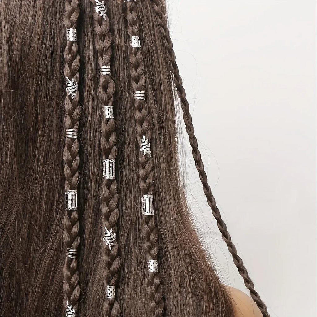 40pcs Metal Hair Rings Beads Cuffs Tubes Charms Hollow Out Dread African Hair Braids mix Hair Braider Decoration Accessories