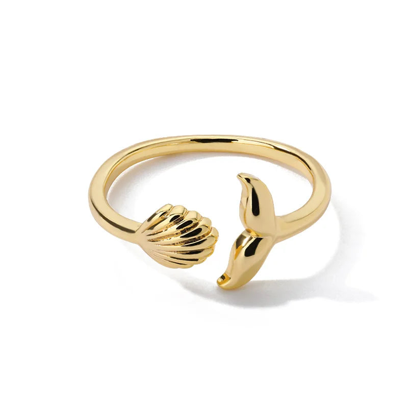 Stainless Steel Shell Rings For Women Girls Aesthetic Gold Color Finger Ring 2024 Trend Summer Wedding Jewelry Beach Gift Bague