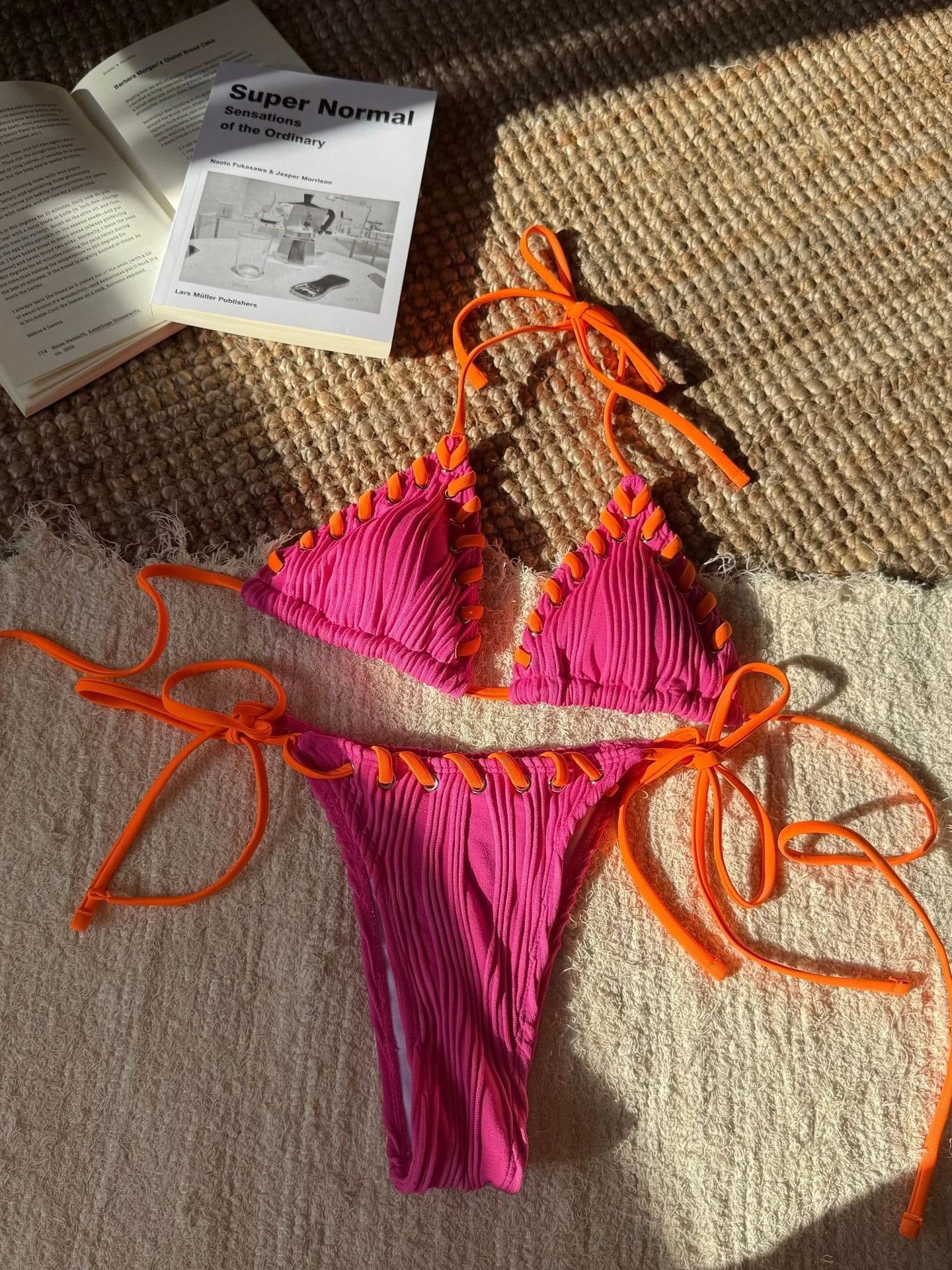 Sexy Micro Bikini 2026 Women Beige Brown Pink Weave Bandage Cross Crochet Swimsuit Brazilian Beach Bathing Suit Thong Swimwear