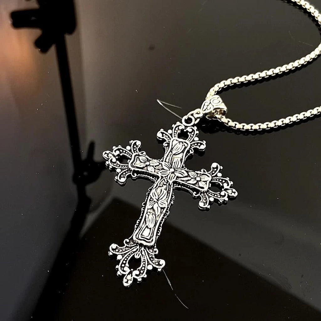 Hip Hop Cross Pendant Necklace Gothic Stainless Steel Minimalist Jewelry For Men Retro Fashion Unisex Gift Couple Accessories