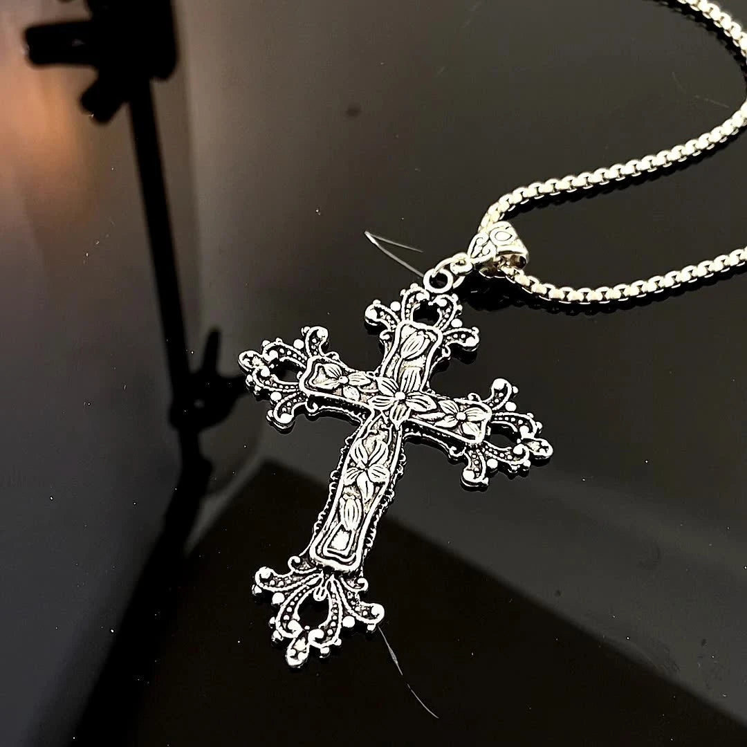 Hip Hop Cross Pendant Necklace Gothic Stainless Steel Minimalist Jewelry For Men Retro Fashion Unisex Gift Couple Accessories