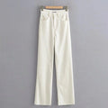 Women's High Waist Jeans 2025 Spring Fall Relaxed Straight Leg Raw Hem Floor-Length Vintage Inspired Daily Uniform