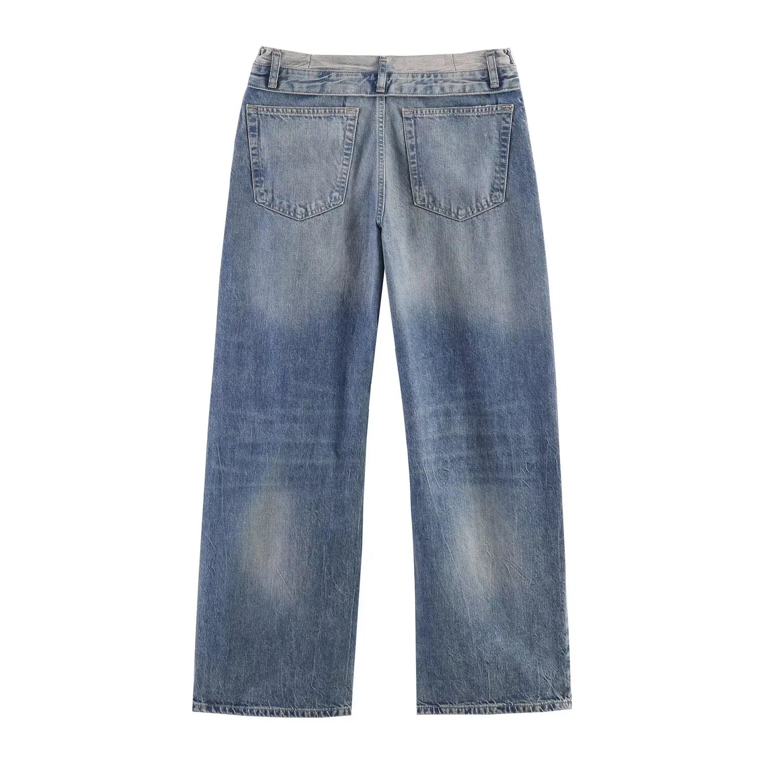 Women Casual Jeans Summer Female Chic Ripped Holes Denim Fashion Mid Waist Flanging Button Streetwear Long Pants lady Trousers