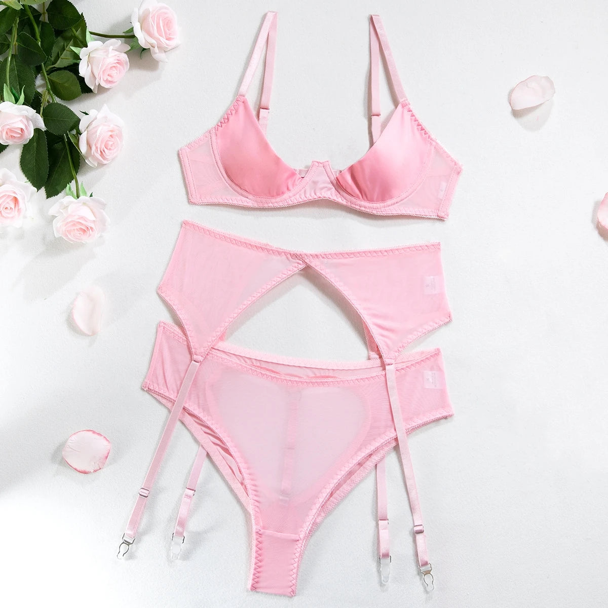 Lenceria Mujer Sexy Push Up Bras Sexy Outfits Bra Panties Set G-string Garter Belt Lenceria Set Lace Dress Women's Intimates