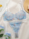 Women's lace sexy transparent lingerie set with steel rims, gathered straps, adjustable straps, comfortable lingerie set YS025