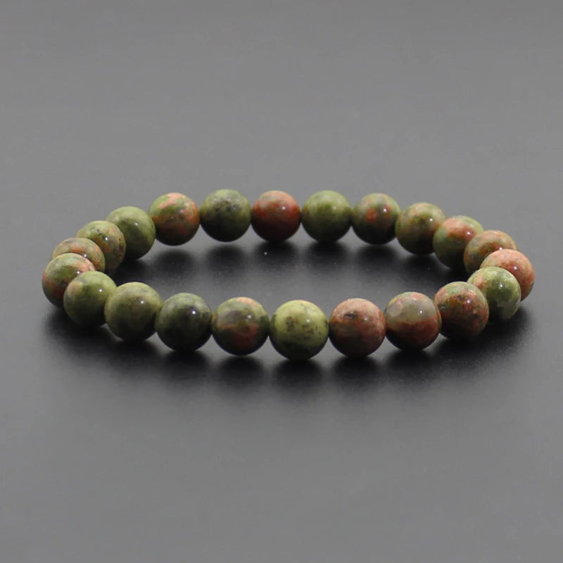 Beaded Bracelet 8mm Natural Stone Beads Black Onyx Lava Tiger Eye Agate Quartz Healing Energy For Women Men Yoga Chakra Jewelry