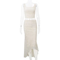 Gtpdpllt Elegant Lace Two Piece Set Women Irregular Long Skirt And Corset Top French Style Bodycon Dress Matching Sets