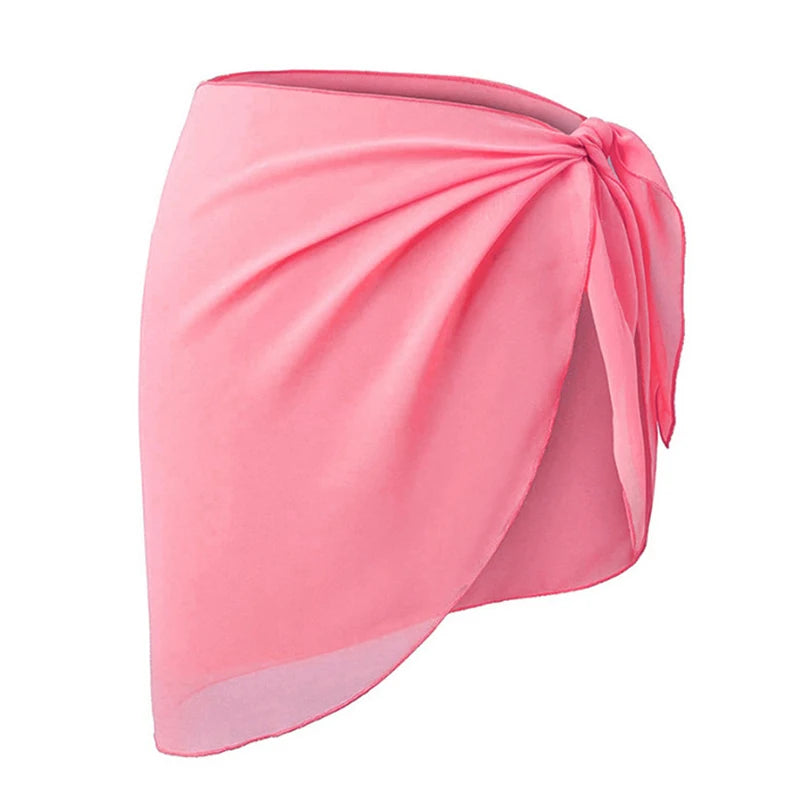 Women Short Sarongs Swimsuit Summer Coverups Beach Bikini Wrap Sheer Short Ladies Skirt Chiffon Scarf Cover Ups For Swimwear