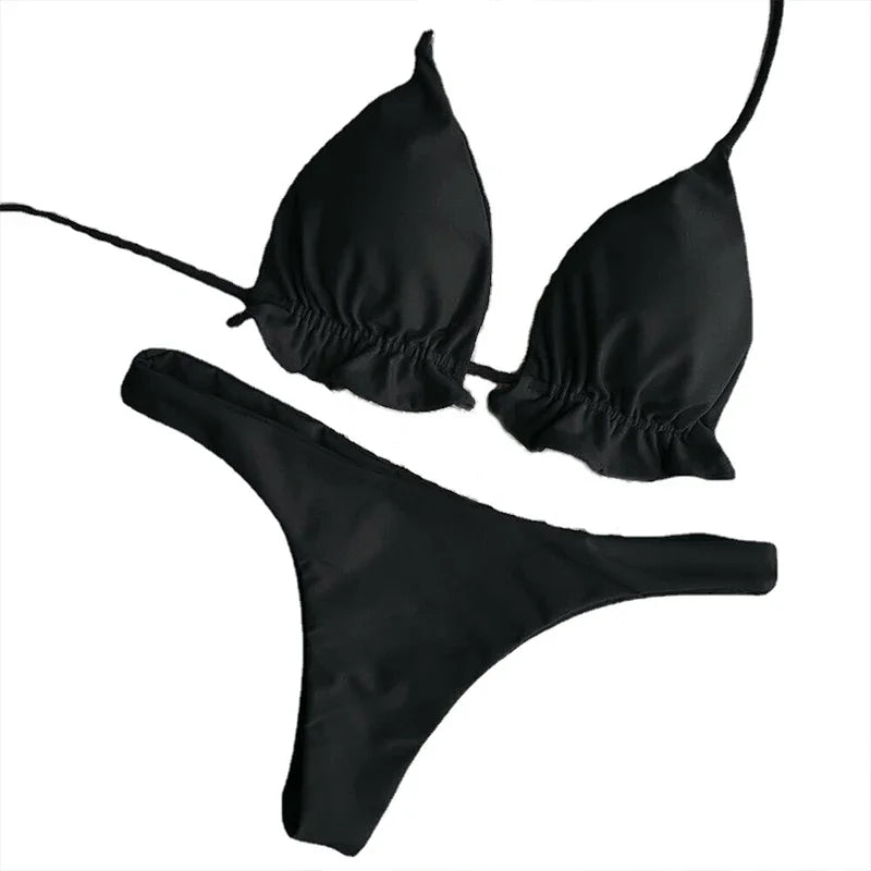 Summer Swimsuit Women Sexy Lace Up Padded Push-up Bikini Set Bandage Brazilian Swimwear Bathing Suit Beachwear