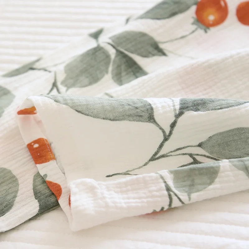 Kimono Half Sleeve Robes with Long Pants 2 Pcs Cotton Printed Sleepwear Clothes for Women's Spring and Autumn Home Clothes