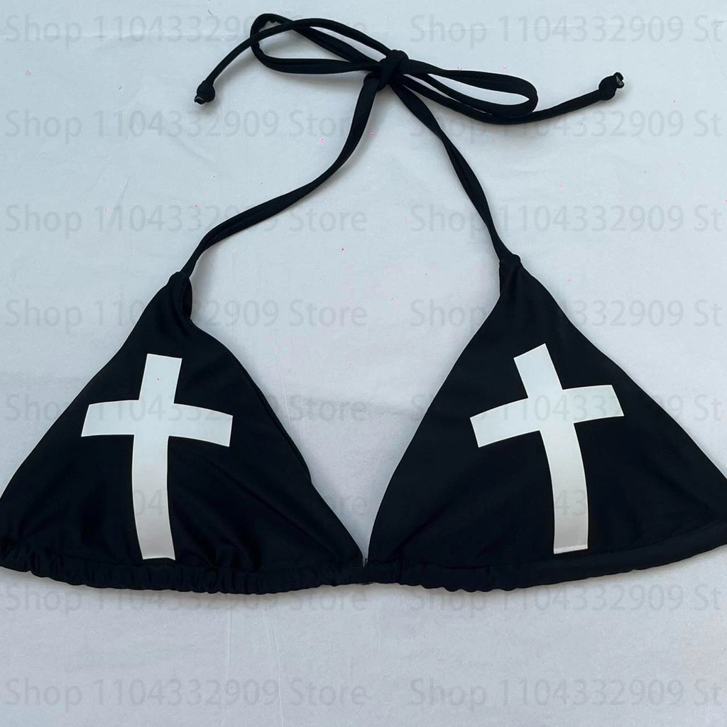 Swimsuit Two Pieces Bathing Suit 2000s Gothic Bathing Suit Star girls Swimwear Women Y2k style Punk Print Bikini Set Sexy Thong