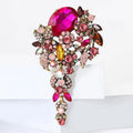 Luxury Rhinestone Bouquet Brooches for Women Unisex Plant Pins Necklace Banquet Party Backpack Gifts Jewelry Accessories