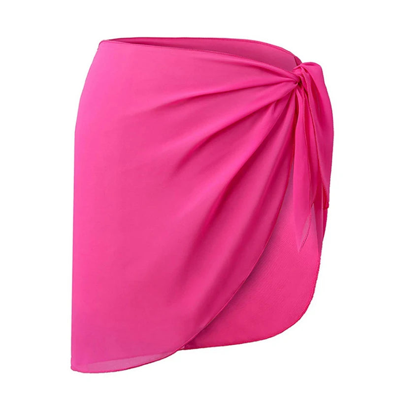 Women Short Sarongs Swimsuit Summer Coverups Beach Bikini Wrap Sheer Short Ladies Skirt Chiffon Scarf Cover Ups For Swimwear