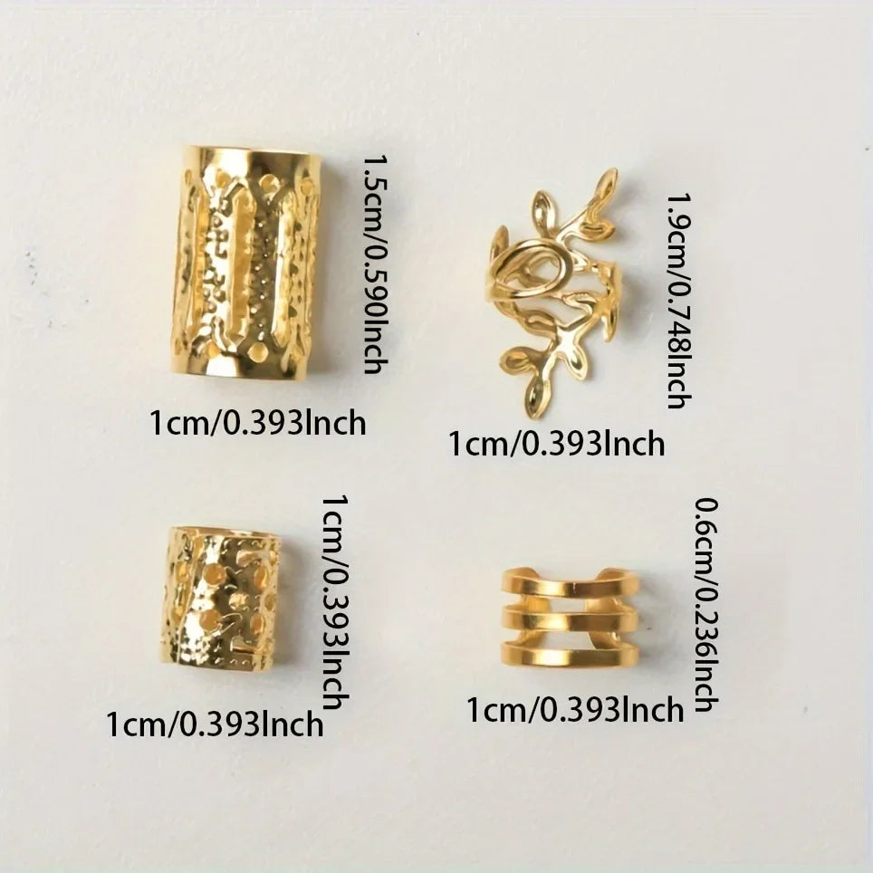 40pcs Metal Hair Rings Beads Cuffs Tubes Charms Hollow Out Dread African Hair Braids mix Hair Braider Decoration Accessories