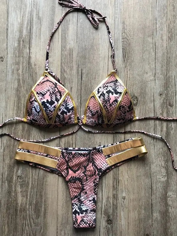 Contrast Trim Wrap Lace Up Bikini Sets Swimsuit For Women High Waist Two Pieces Swimwear 2022 Beach Bathing Suits