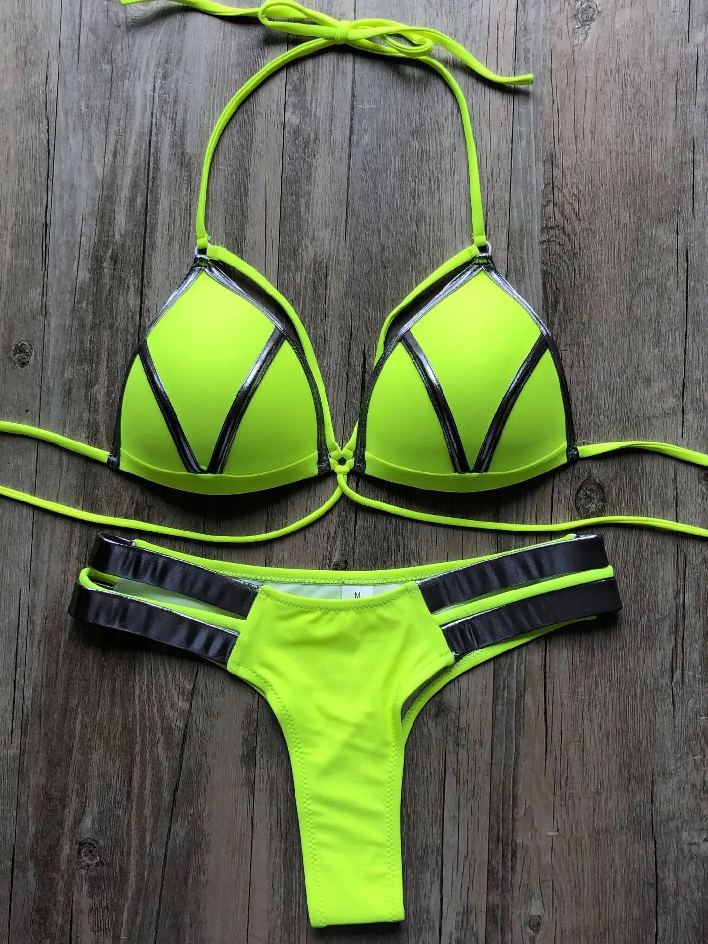 Contrast Trim Wrap Lace Up Bikini Sets Swimsuit For Women High Waist Two Pieces Swimwear 2022 Beach Bathing Suits
