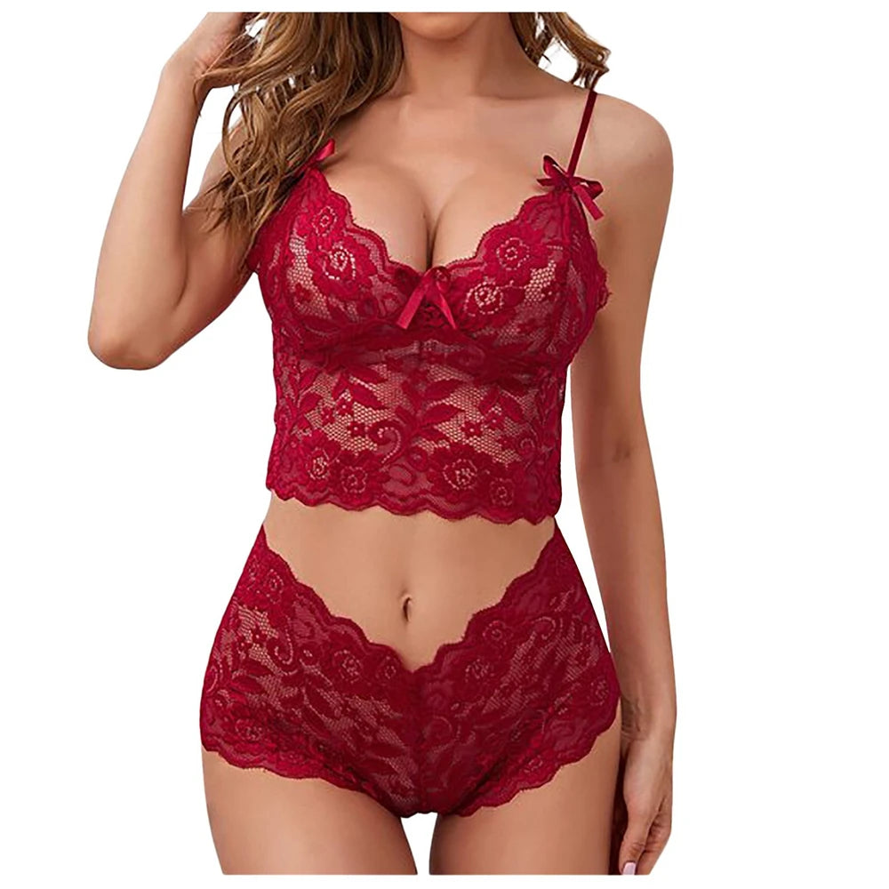 Women Sexy Lingerie Sexy V-neck Eyelash Lace Halter Bodysuits Erotic Lingerie Women Exotic Clothing Mesh Erotic Lingerie