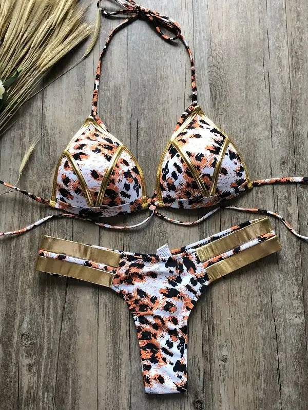 Contrast Trim Wrap Lace Up Bikini Sets Swimsuit For Women High Waist Two Pieces Swimwear 2022 Beach Bathing Suits