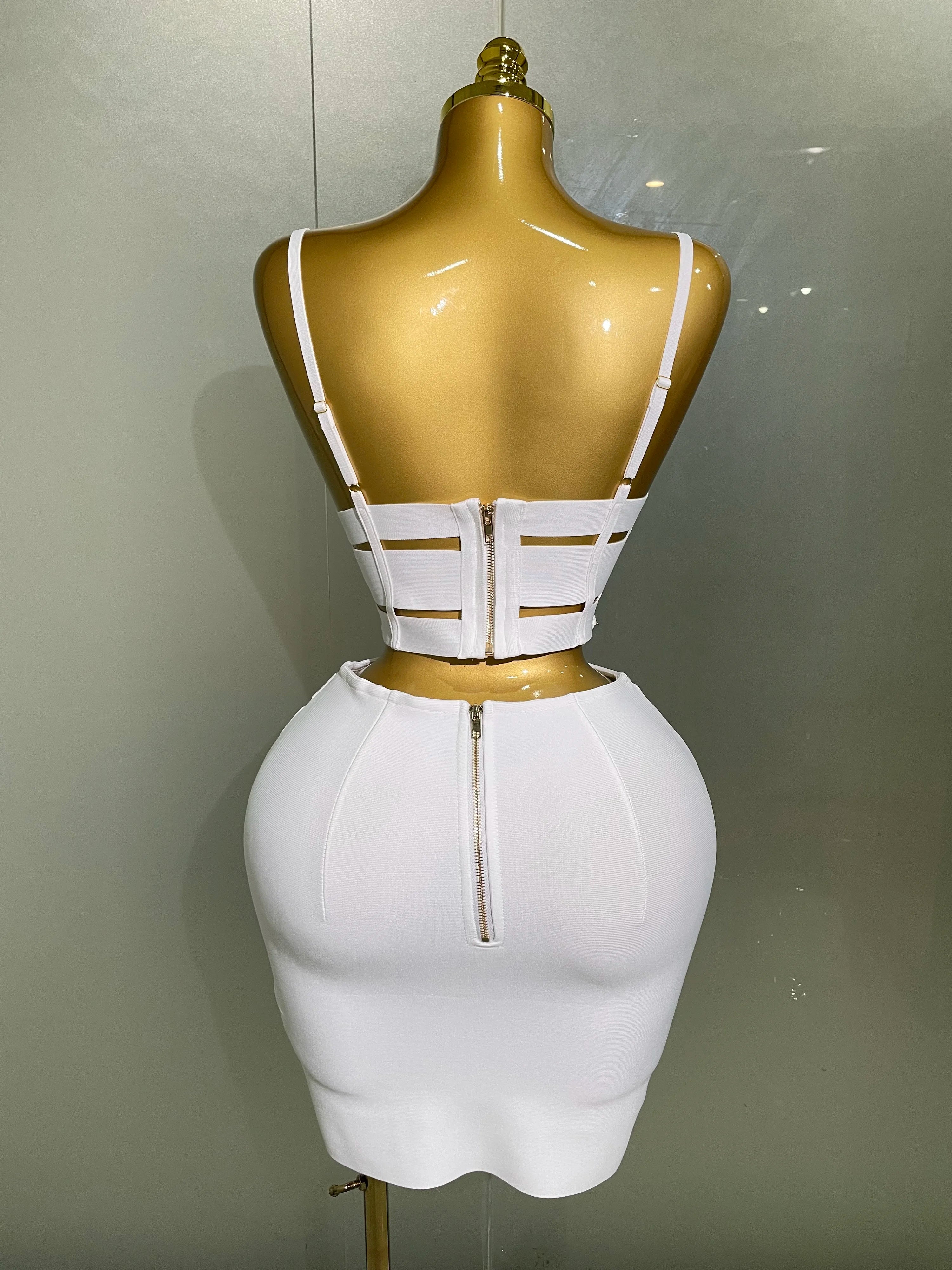 2025 New Arrival High Quality Women Sexy Bandage Tops Fashion Pencil Skirts Set Nightclub Party Celebrate Women's Set