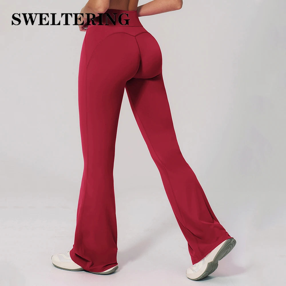 Ropa Mujer High Waisted Fitness Flared Pants Elastic Bell Bottom Pants Women Casual Outdoor Running Yoga Pants Wide Leg Pants