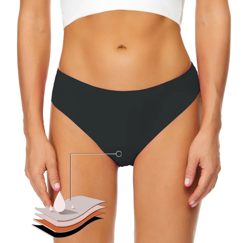 Seamless Menstrual Period Panties 4-Layer Leakproof Heavy Flow Mesh Briefs Fast Absorbent Panties Plus Size Briefs 3XL