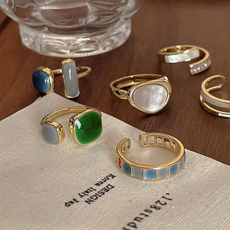 Colorful Drip Glaze Open Ring For Women 2022 New Fashion Retro Geometric Gold Color Metal Rings Exquisite Jewelry Gifts For Girl