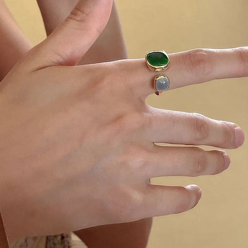 Colorful Drip Glaze Open Ring For Women 2022 New Fashion Retro Geometric Gold Color Metal Rings Exquisite Jewelry Gifts For Girl