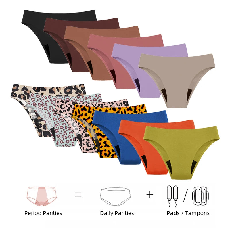 Seamless Menstrual Period Panties 4-Layer Leakproof Heavy Flow Mesh Briefs Fast Absorbent Panties Plus Size Briefs 3XL