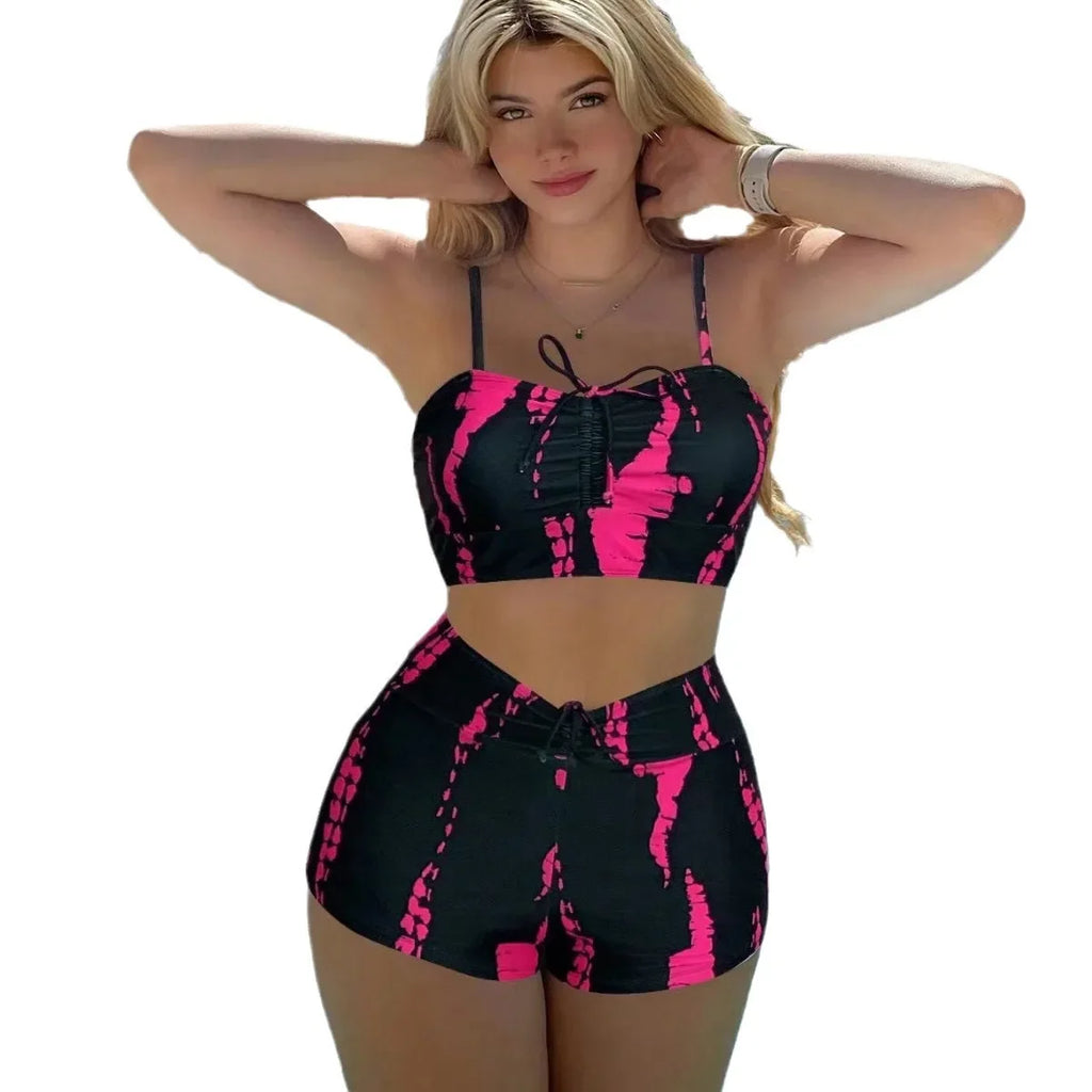 Sexy High-Waist Bikini Set Women's Separate Swimsuit Trendy Cross-Border Flat Angle Swimwear from Mainland China Female Swimwear