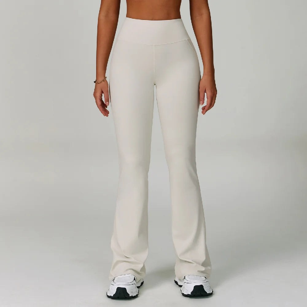 Ropa Mujer High Waisted Fitness Flared Pants Elastic Bell Bottom Pants Women Casual Outdoor Running Yoga Pants Wide Leg Pants