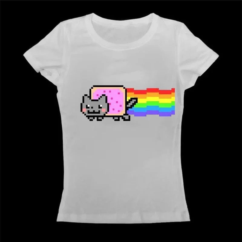 Cute 2000s Aesthetic Letter Print T-Shirt Y2K Women's Star Tops Harajuku Retro Fashion Gothic Tops Women Clothing Graphic