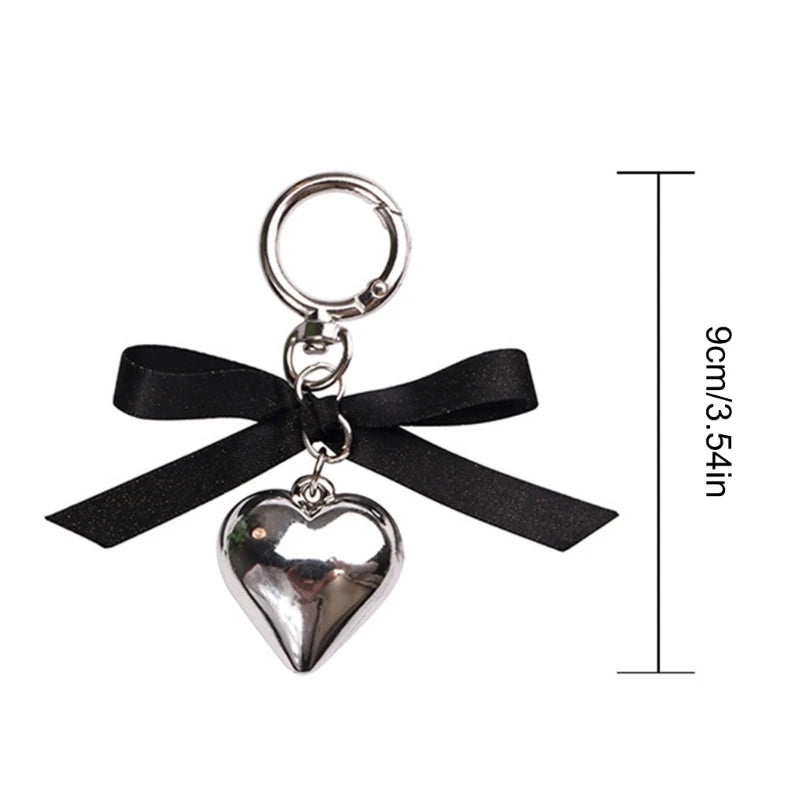 Phone Charm Strap Y2K Keychain Kawaii-Cute Pendant Jewelry Keyring Lanyard String Black Cross-Bow Beaded Chain for Women Girl
