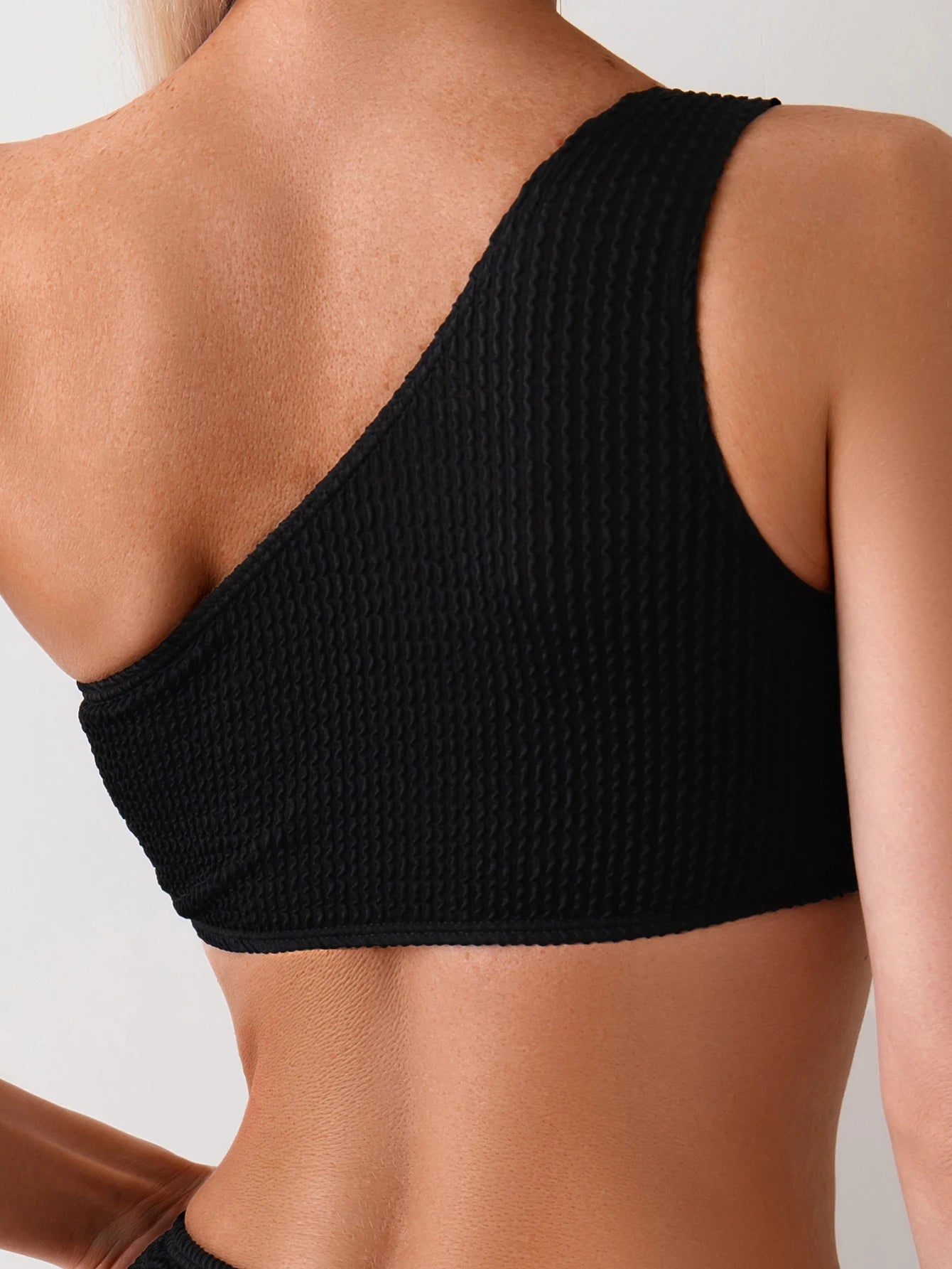 Summer Special Fabric Wavy Fabric One-Shoulder Women's Bikini Pit Wavy Pattern Split Swimsuit Bikini