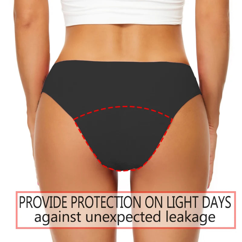 Seamless Menstrual Period Panties 4-Layer Leakproof Heavy Flow Mesh Briefs Fast Absorbent Panties Plus Size Briefs 3XL