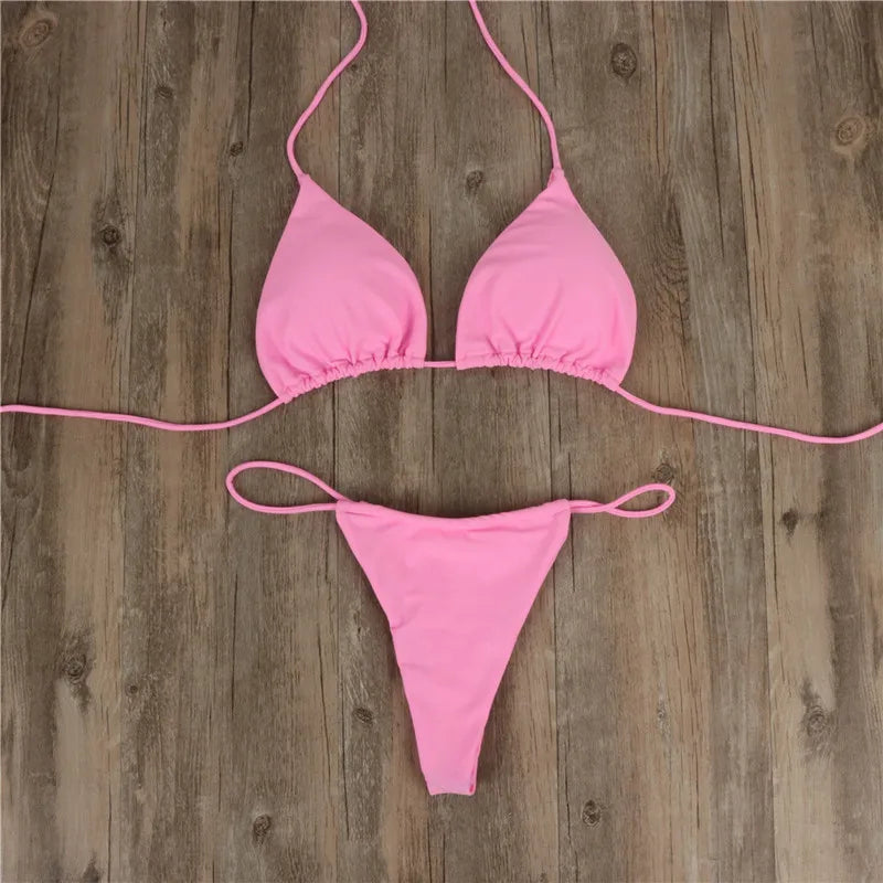 Women's Bikini Swimsuits - Beach Vacation Style Spa Swimsuits - Braided and Thin Strap Necked Swimsuits for Big and Small Busts