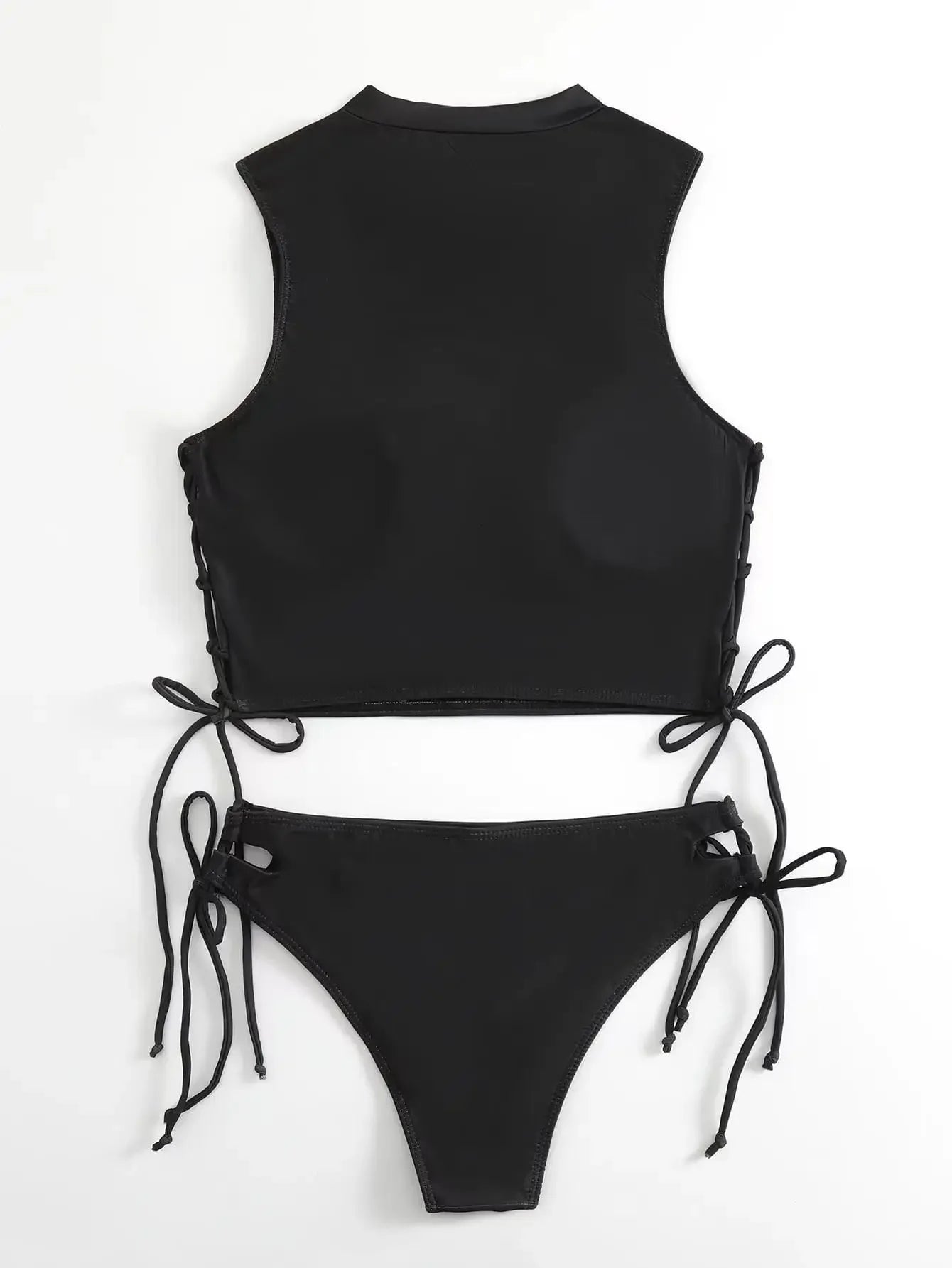 Sexy Skull Letter Print Bikini Set 2024 Women Black Push Up Crop Top Bandage Tie Side High Waist Swimsuit Bathing Suit Swimwear