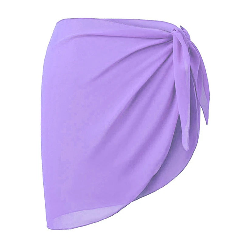 Women Short Sarongs Swimsuit Summer Coverups Beach Bikini Wrap Sheer Short Ladies Skirt Chiffon Scarf Cover Ups For Swimwear