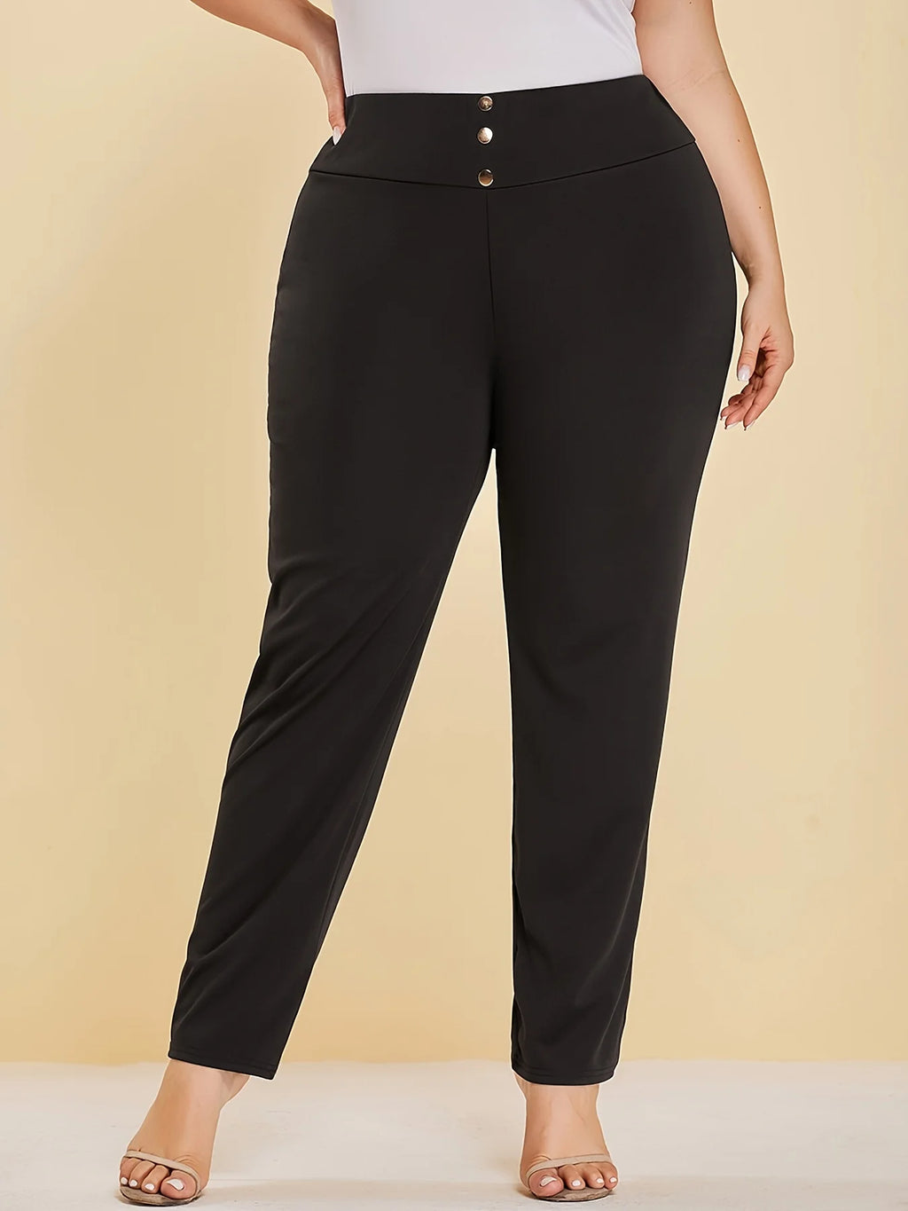 Autumn and winter new women's plus size knitted fabric casual models slit design straight trousers